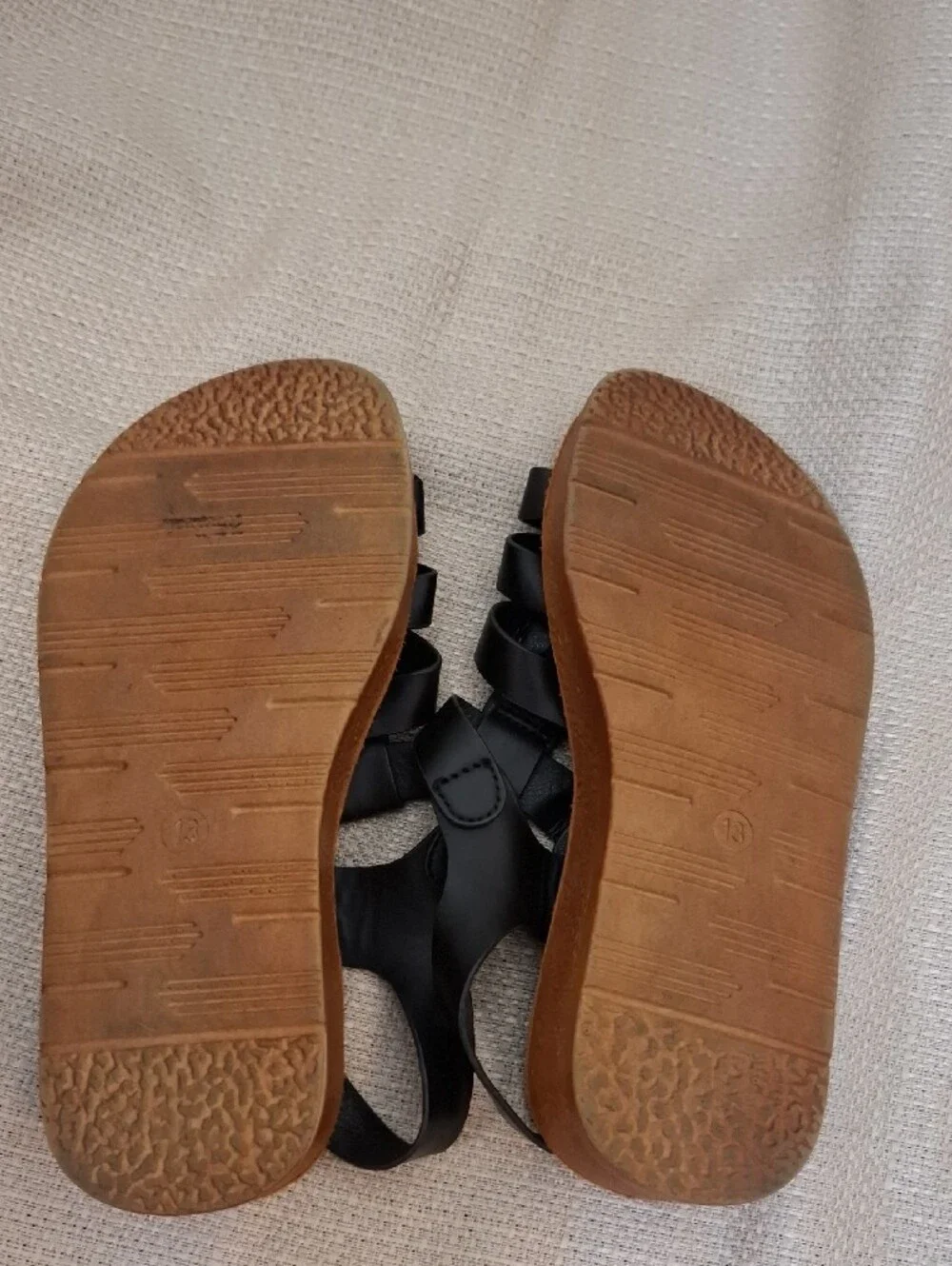 Wanted Black Strappy Kids Slingback Sandals with Tan Footbed